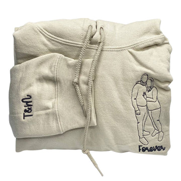 Custom Embroidered Photo Portrait Couple Hoodie or Sweatshirt