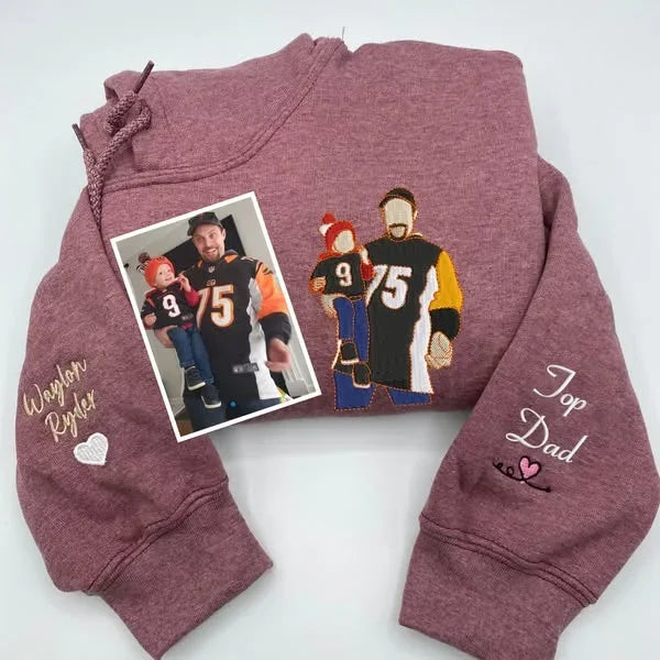 Custom Embroidered Photo Portrait Sweatshirt For Dad