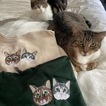 Custom Pet Portrait Embroidered T-shirt, Sweatshirt, Hoodie