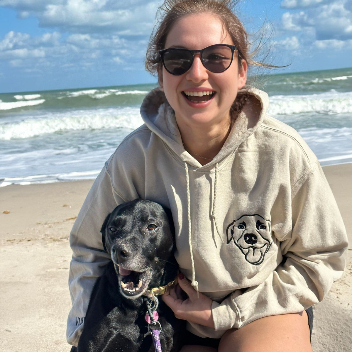 Custom Pet Portrait Embroidered T-shirt, Sweatshirt, Hoodie