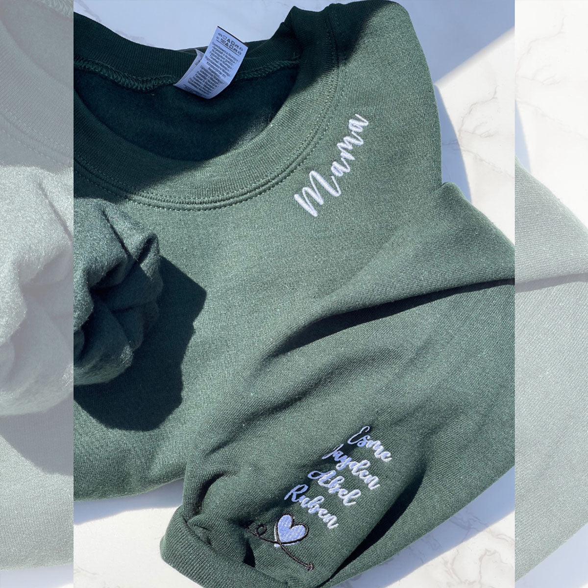 Custom Embroidered Mama T-shirt, Sweatshirt or Hoodie with Names on Sleeve