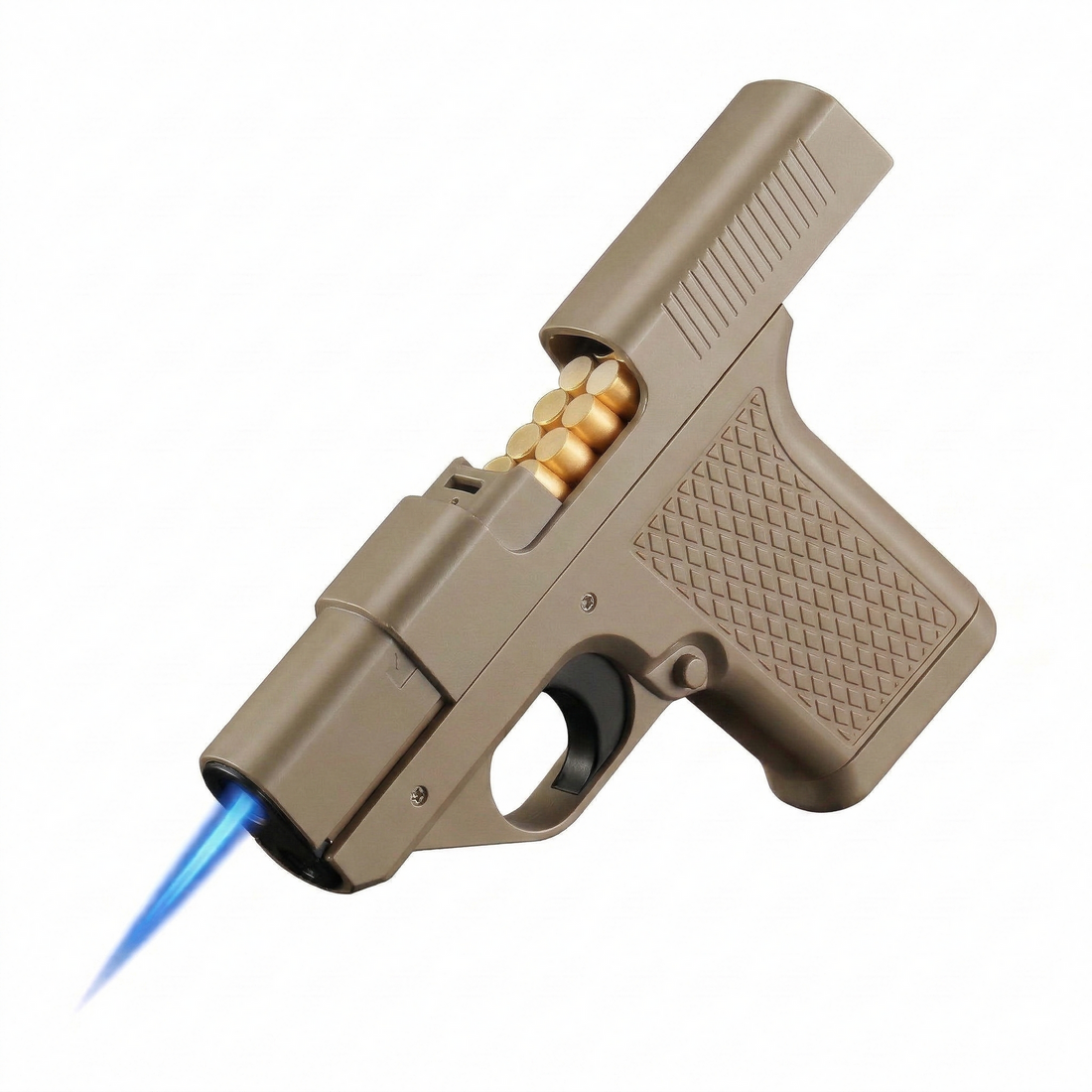 Tactical Jet Flame Lighter with Built-In Cigarette Holder