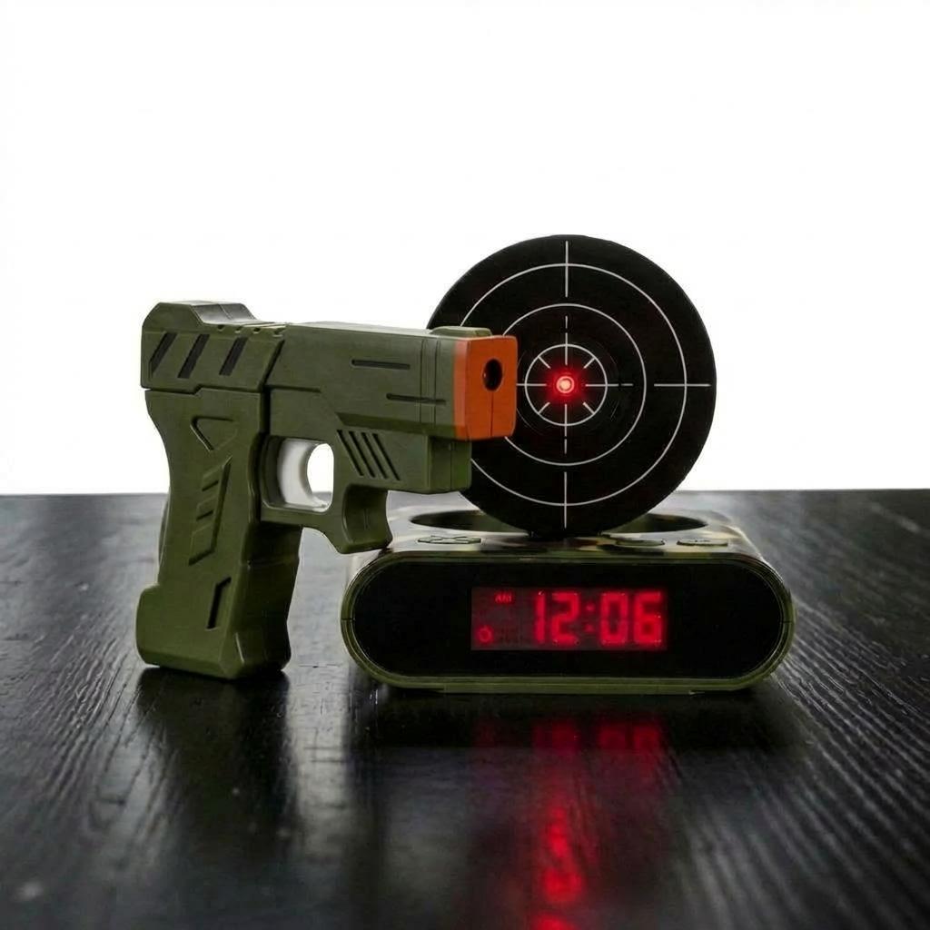 Shooting Alarm Clock No Snooze Target Alarm with Blaster & Custom Sound Recording