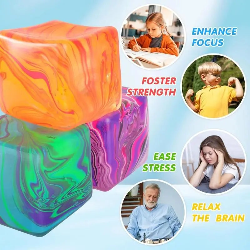 Needoh Textured Cube Squishy Stress Relief Cube Toy