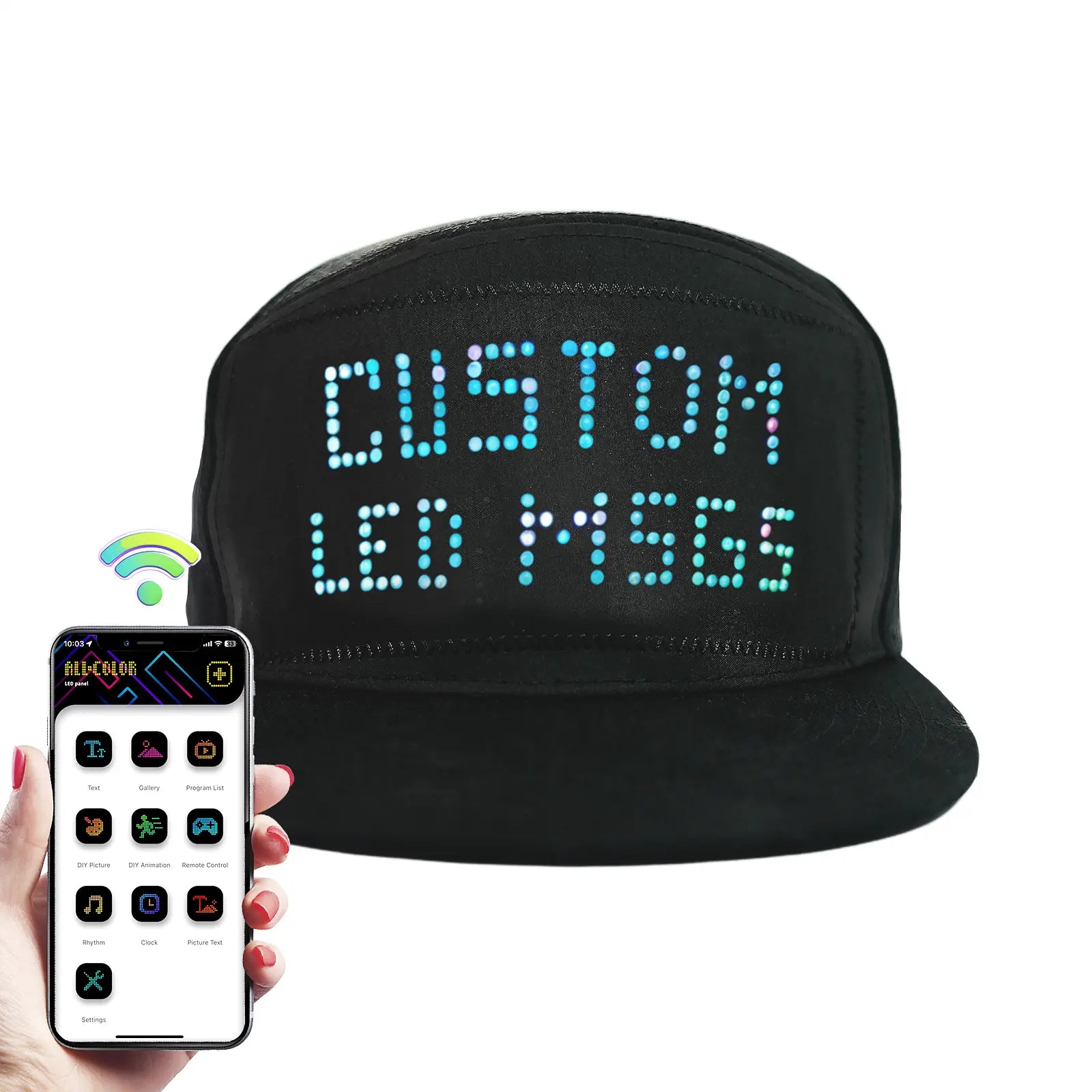 Customizable LED Hat Snapback Baseball Cap with Bluetooth