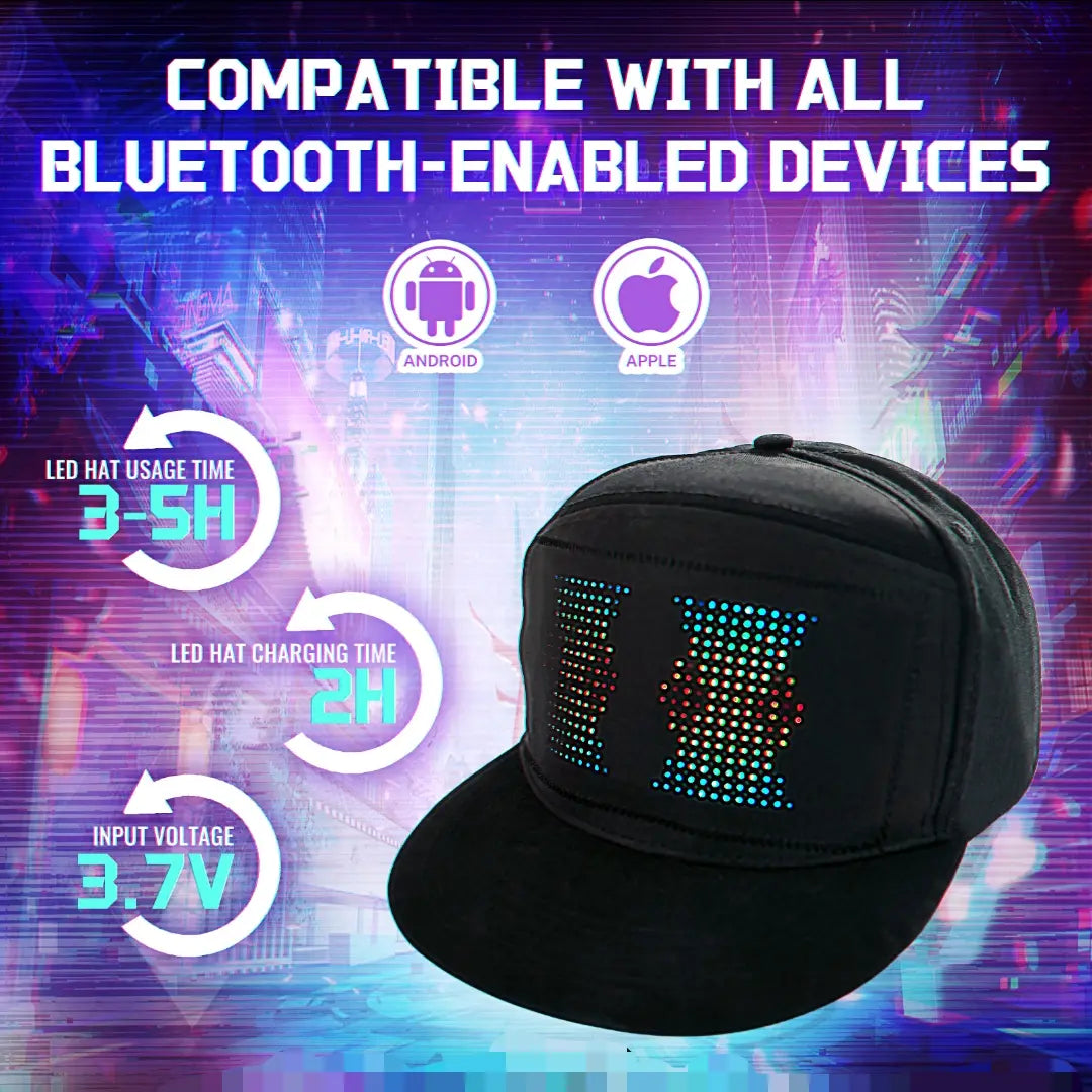 Customizable LED Hat Snapback Baseball Cap with Bluetooth
