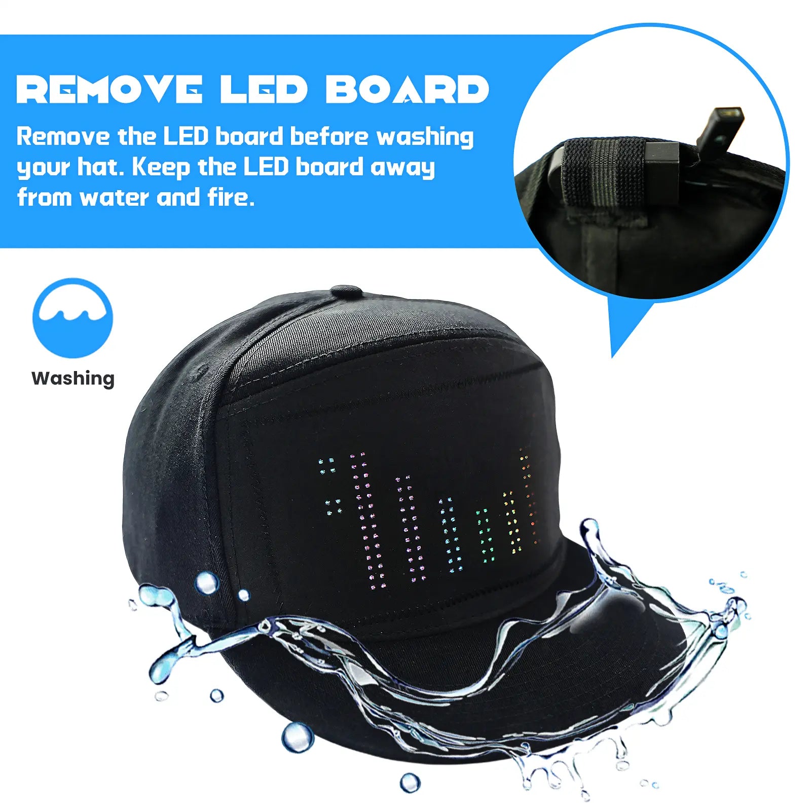 Customizable LED Hat Snapback Baseball Cap with Bluetooth