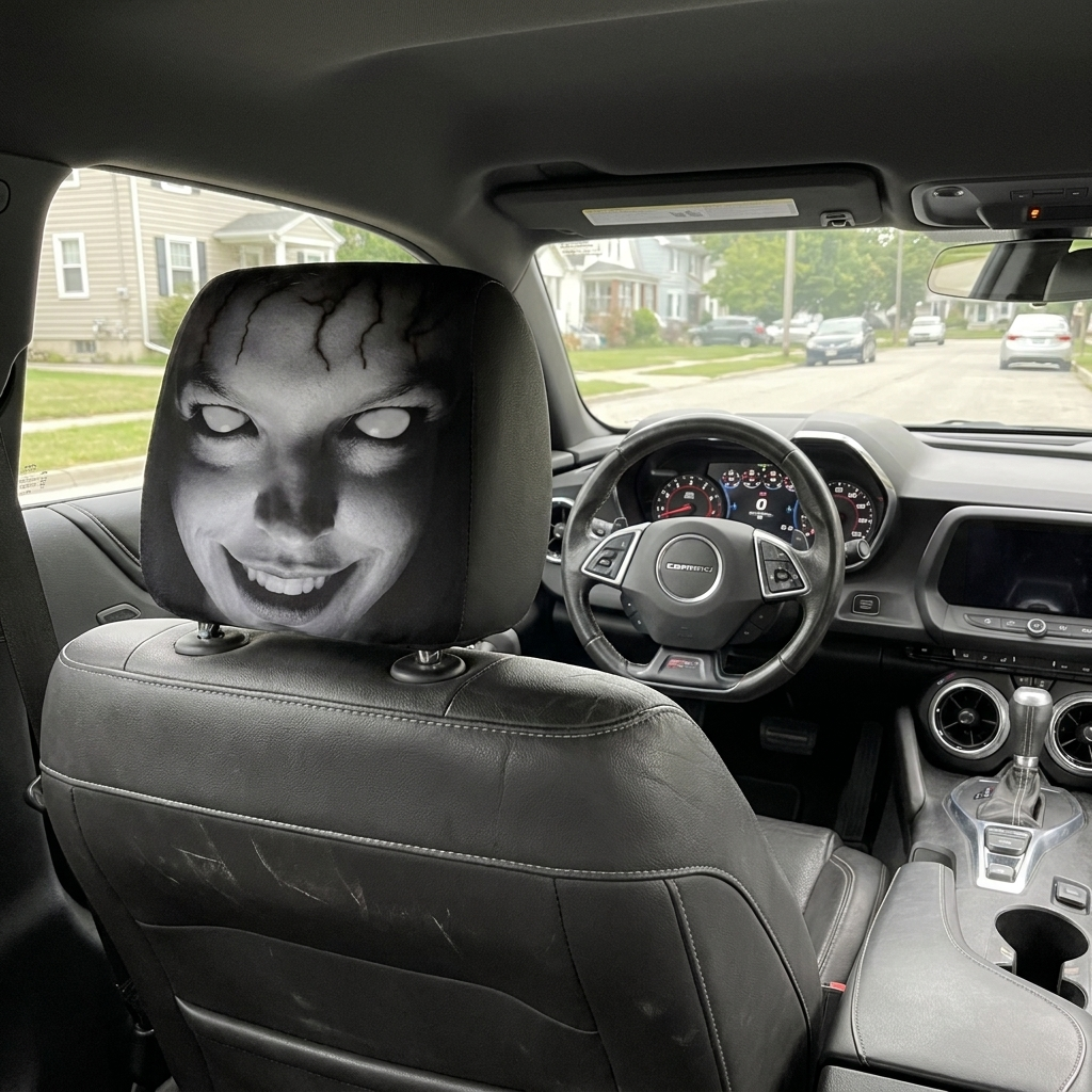 Spooky Ghost Car Headrest Cover