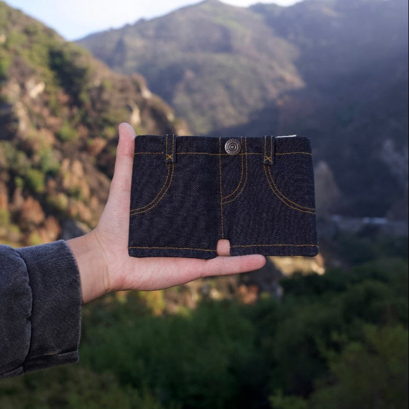 Shorts-style denim wallet in Original Denim photo 4