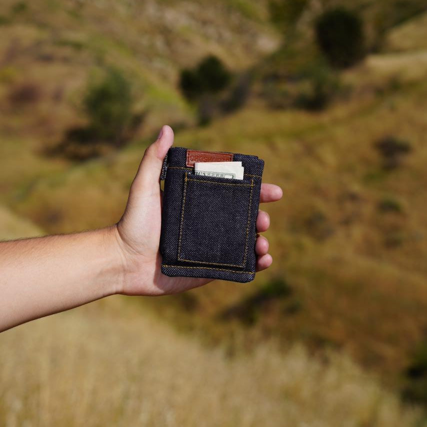 Shorts-style denim wallet in Ripped Denim photo 2