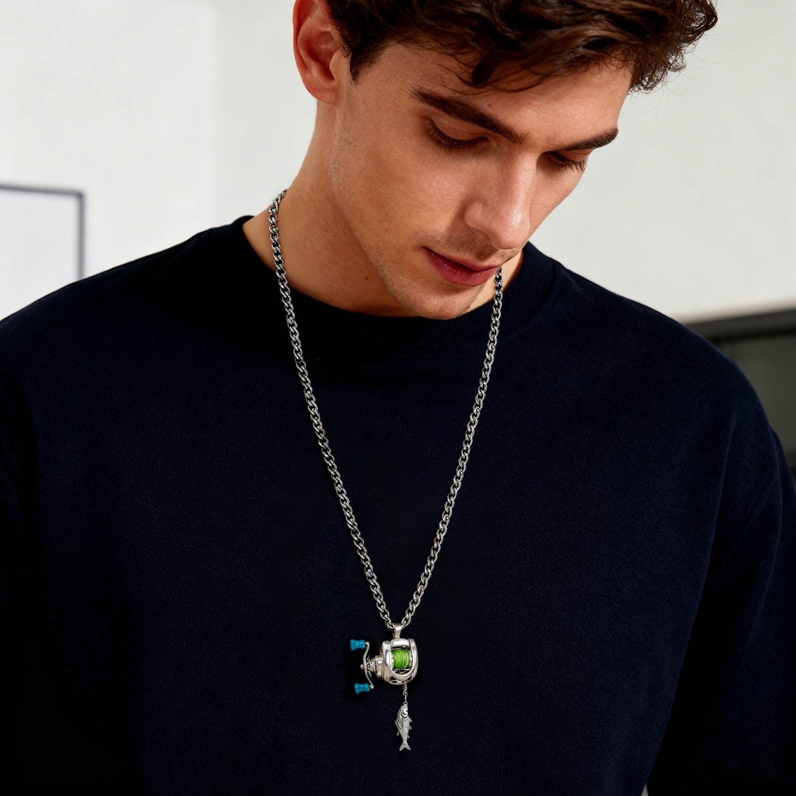Mini Fishing Reel Necklace – Functional Spinning Pendant