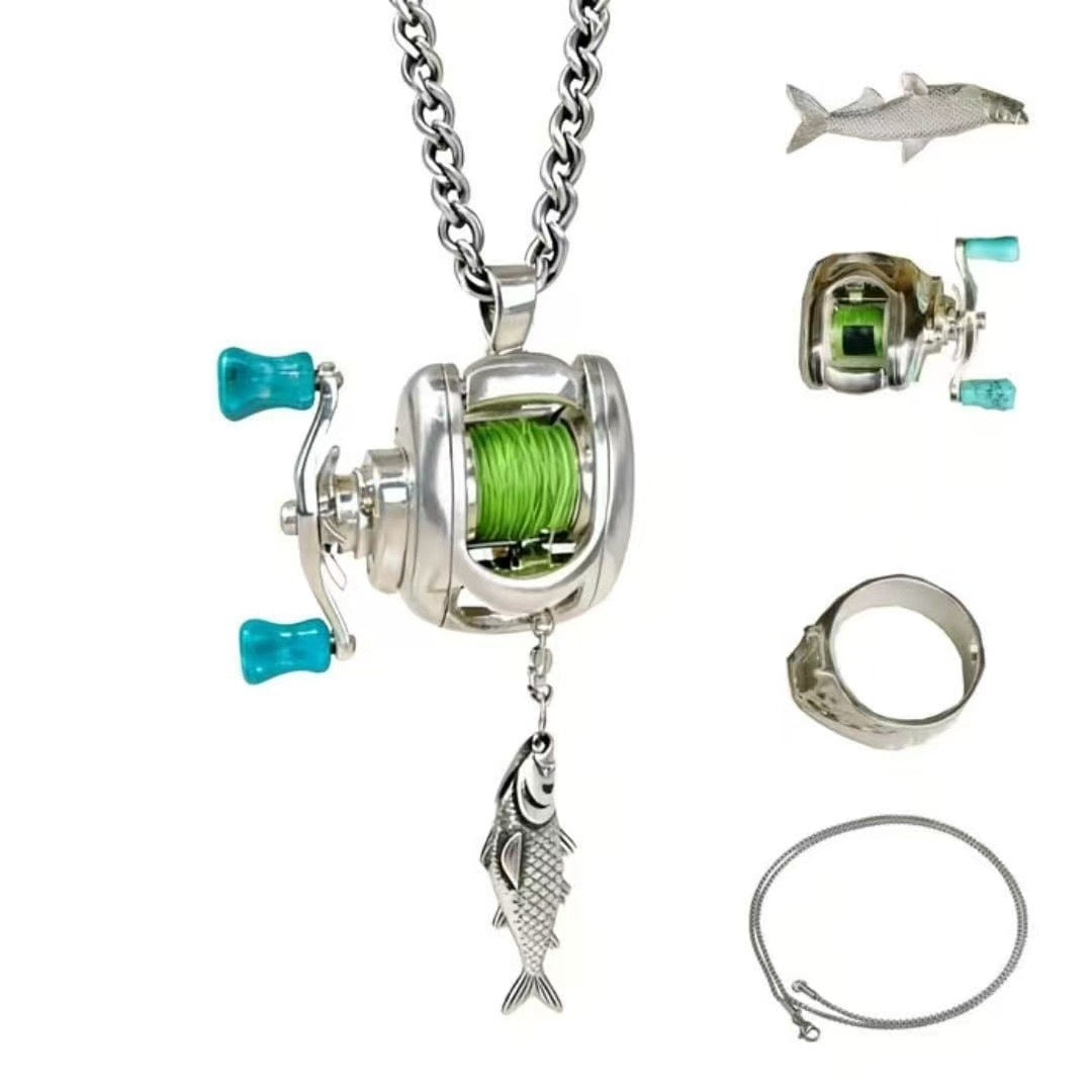 Mini Fishing Reel Necklace – Functional Spinning Pendant