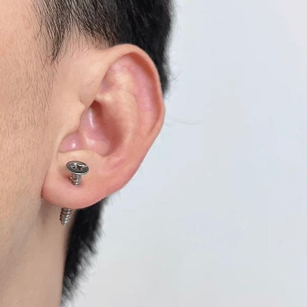 Punk Rock Unisex Stainless Steel Screw Stud Earrings