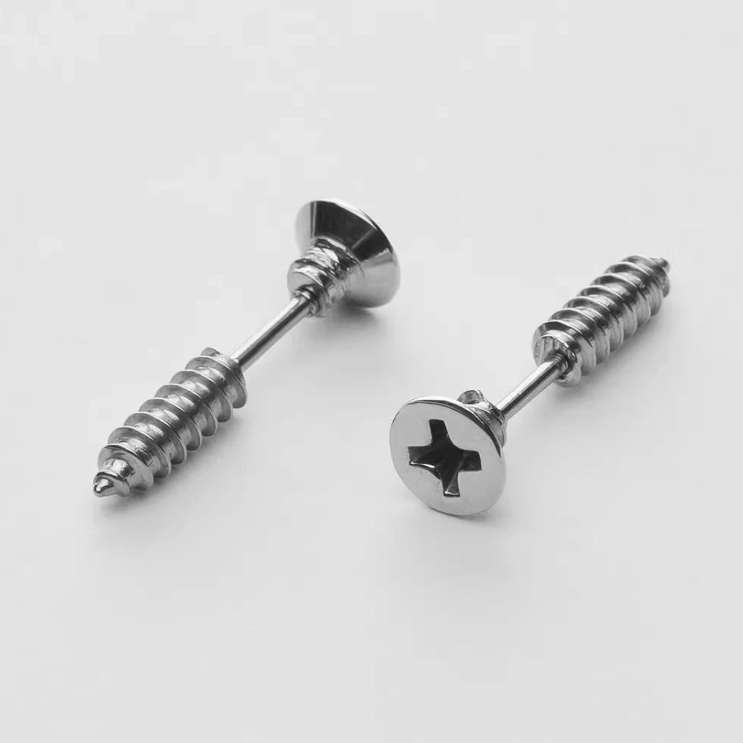Punk Rock Unisex Stainless Steel Screw Stud Earrings