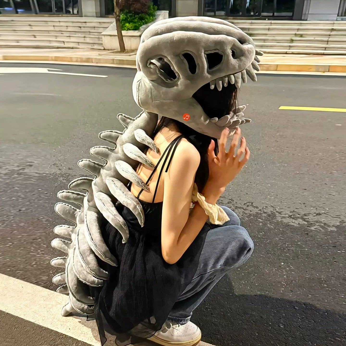 Dinosaur Monster Skeleton Mask Horror Plush Toy
