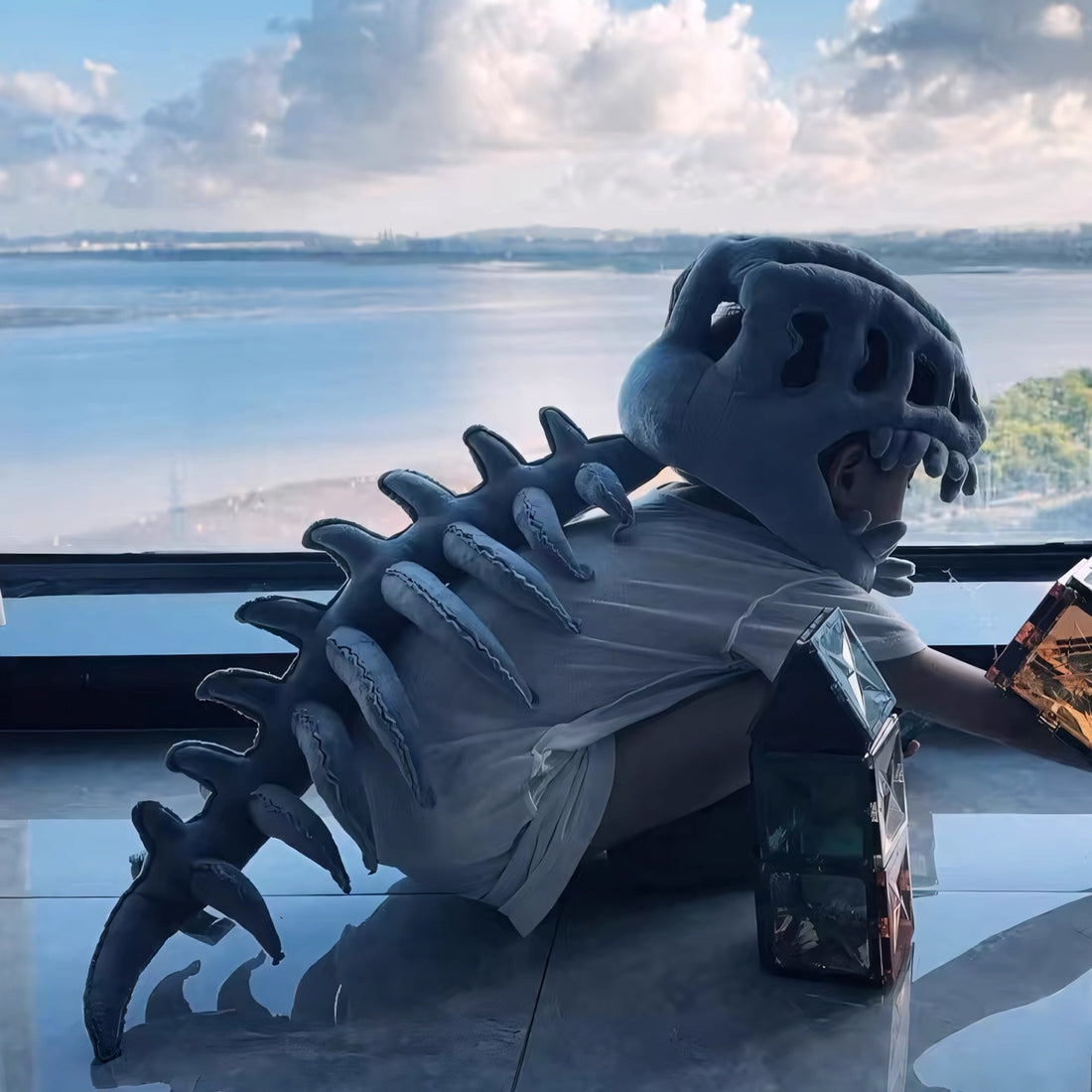 Dinosaur Monster Skeleton Mask Horror Plush Toy