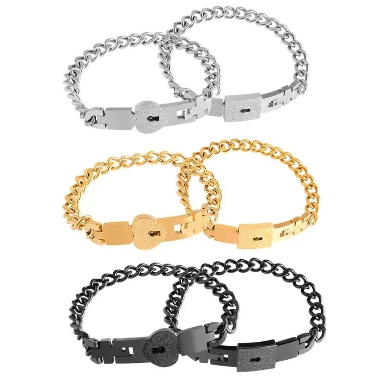 2-Piece Couple Elegant Heart Design Bracelet Set