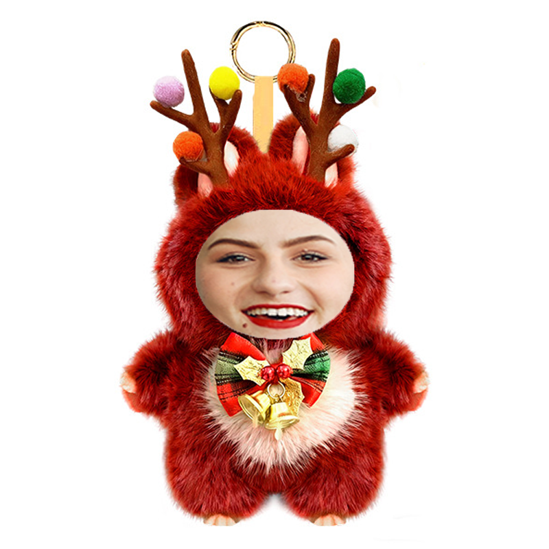 Funny Custom Christmas Yebubu Plush Keychain with Your Face – Perfect Gift In Different Colors