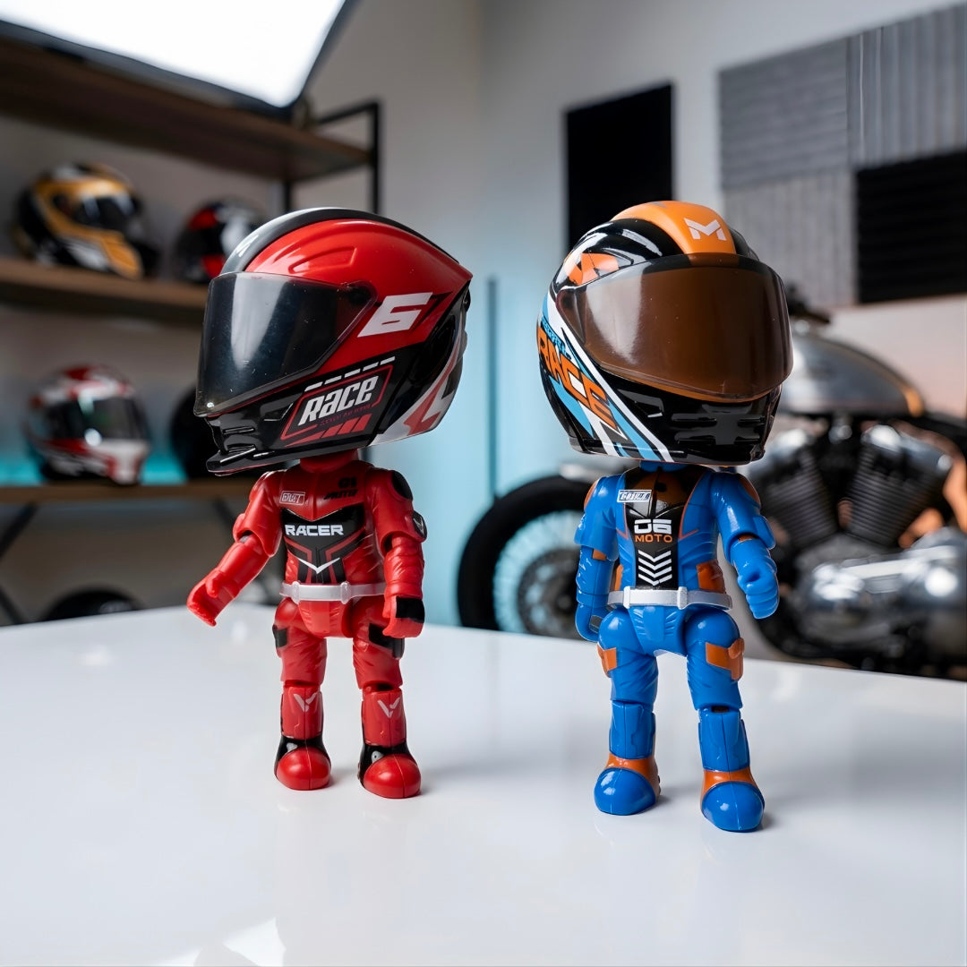 HelmetHero red black and blue orange transforming motorcycle figures