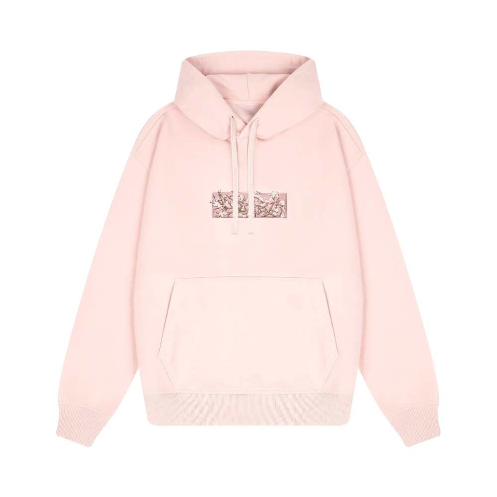 Embroidered Cherry Blossom Patch Pink Hoodie