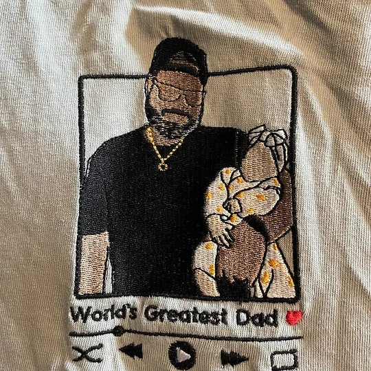Custom Embroidered Photo Portrait Sweatshirt For Dad
