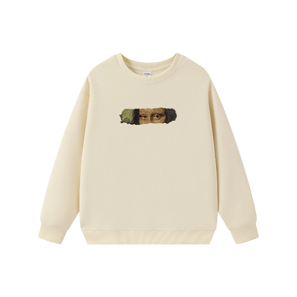 Embroidered Crew Neck Sweatshirt Mona Lisa
