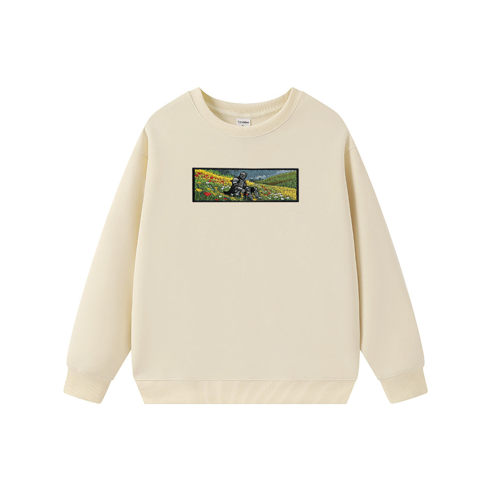 Embroidered Crew Neck Sweatshirt Brght Fantasy