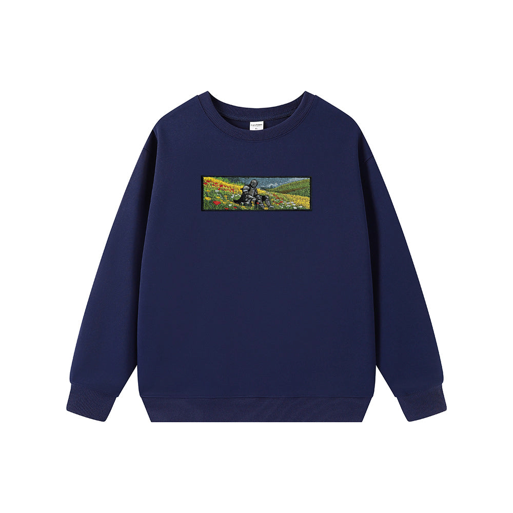 Embroidered Crew Neck Sweatshirt Brght Fantasy