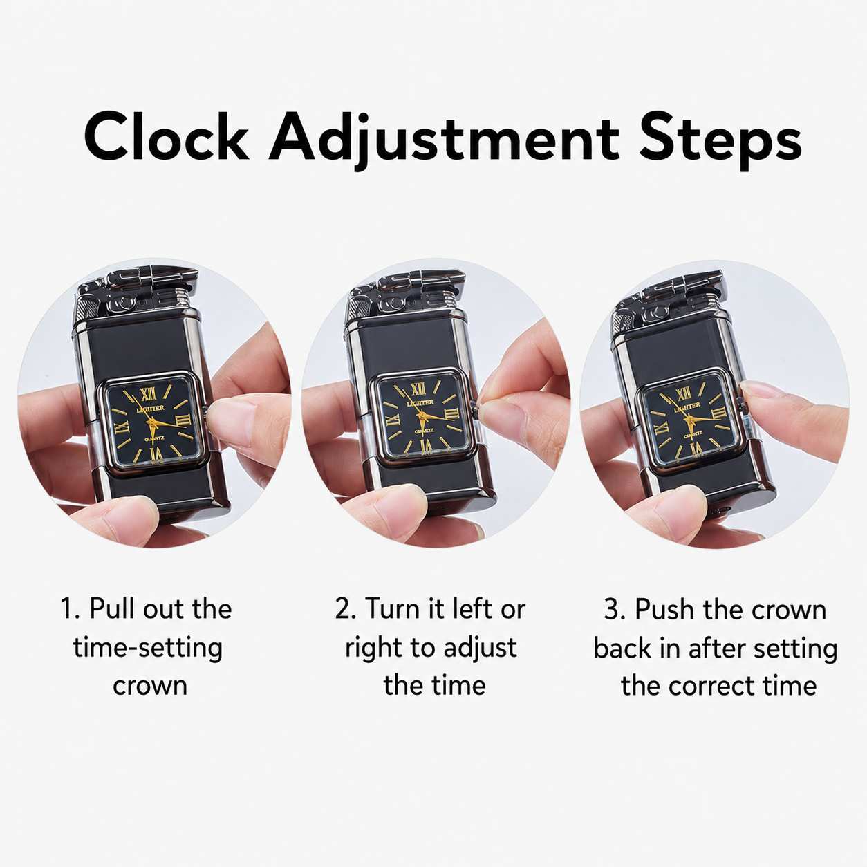 Dragon Head Quartz Clock Butane Lighter