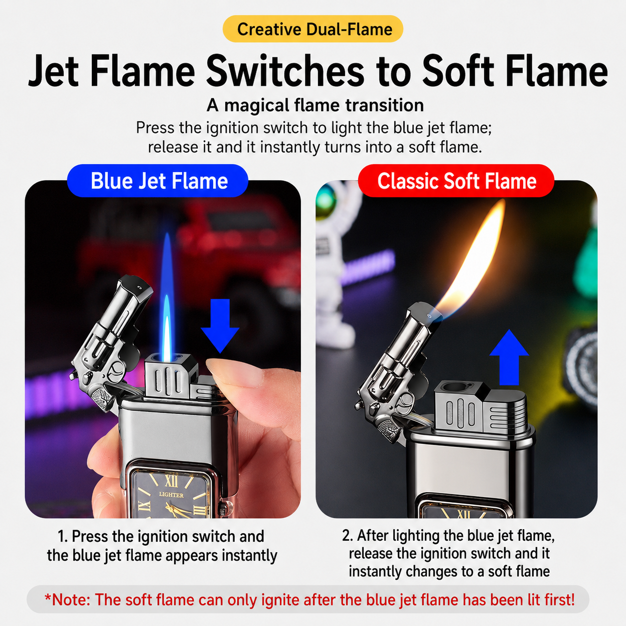 Dragon Head Quartz Clock Butane Lighter