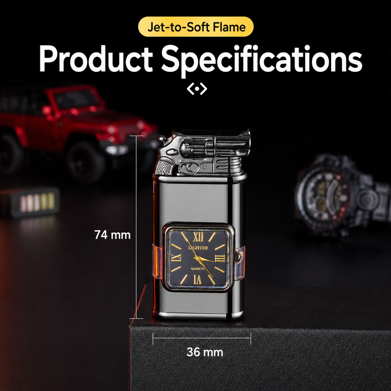 Dragon Head Quartz Clock Butane Lighter
