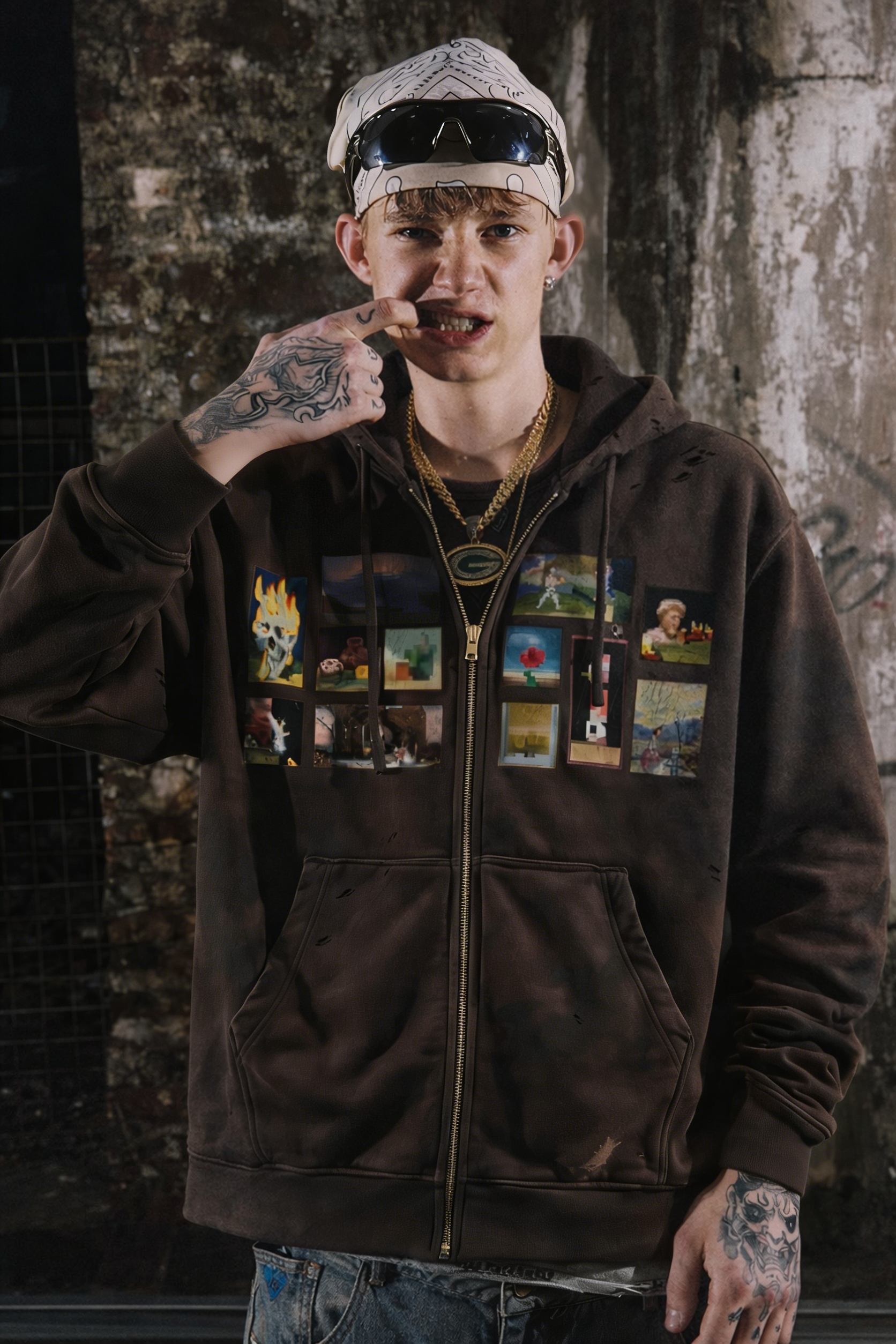 Vintage Painting Gallery Art Zip-Up Hoodie