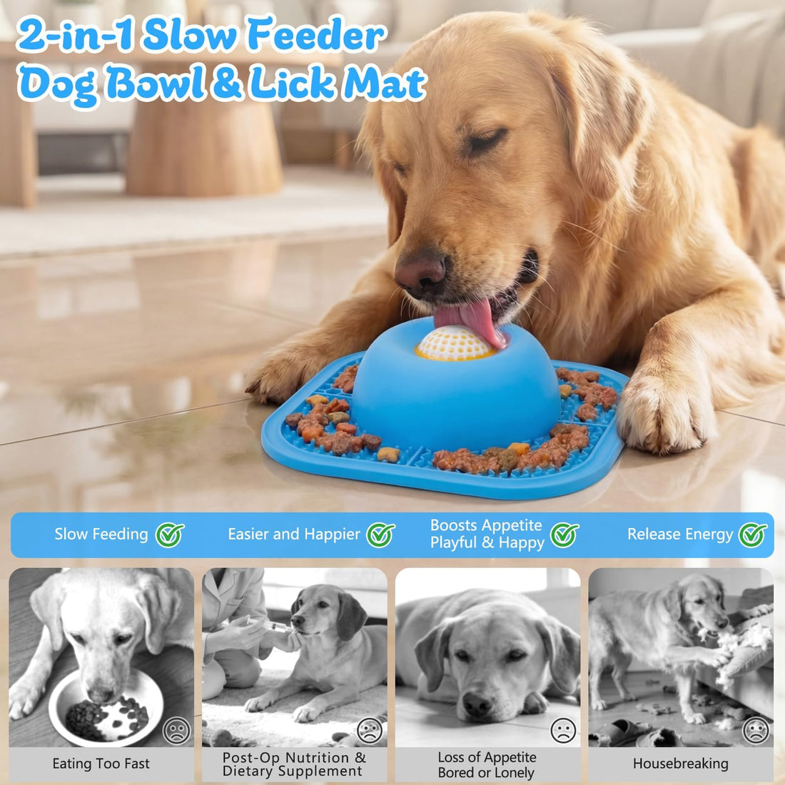 PetsHome Anti-Slip Interactive Rolling Licking Bowl