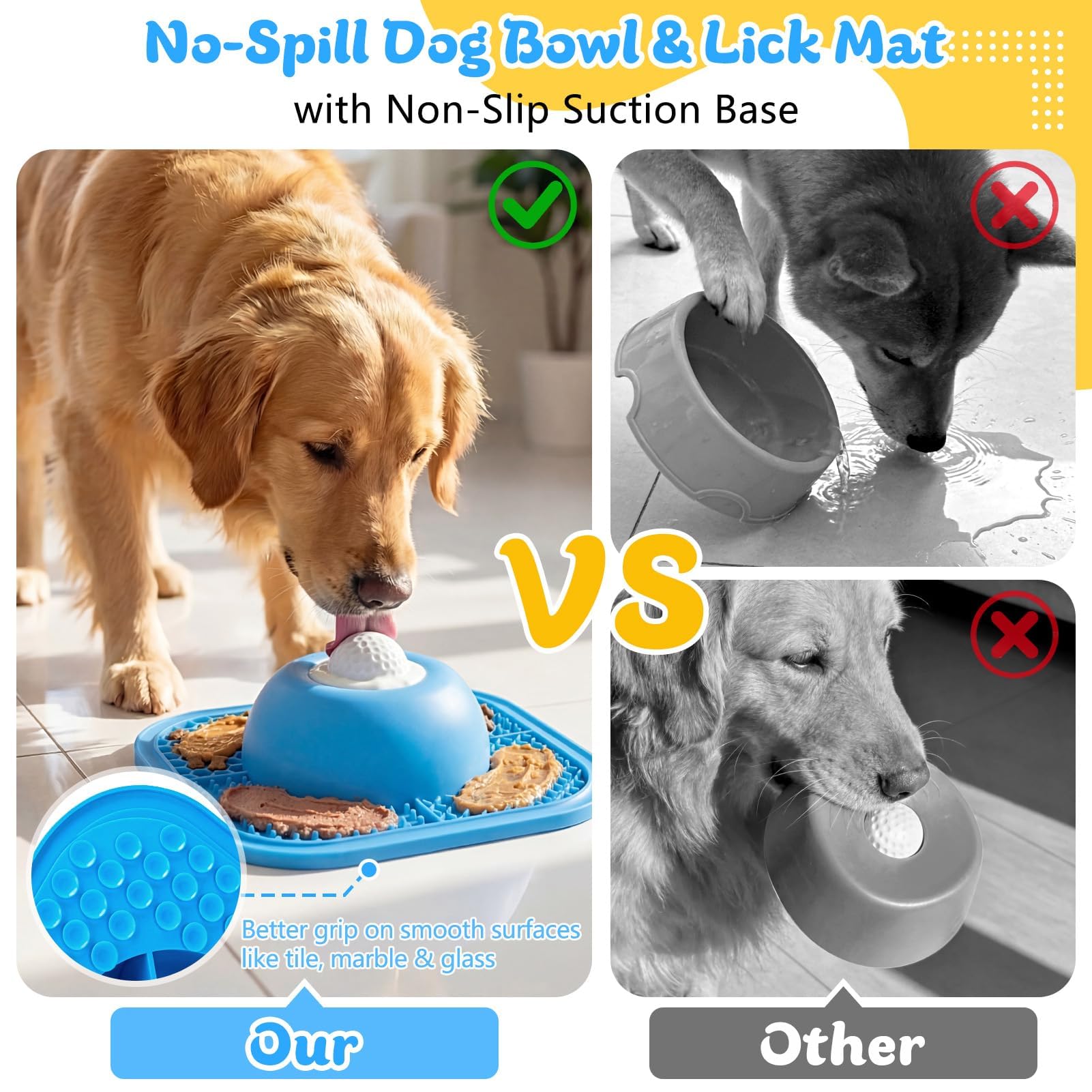 PetsHome Anti-Slip Interactive Rolling Licking Bowl