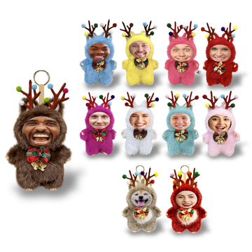 Funny Custom Christmas Yebubu Plush Keychain with Your Face – Perfect Gift In Different Colors