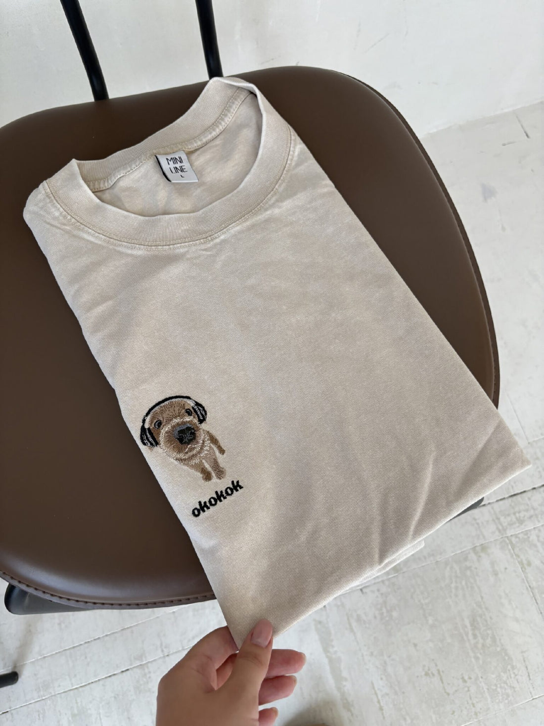 Couple Earphone Dog Embroidered Tee