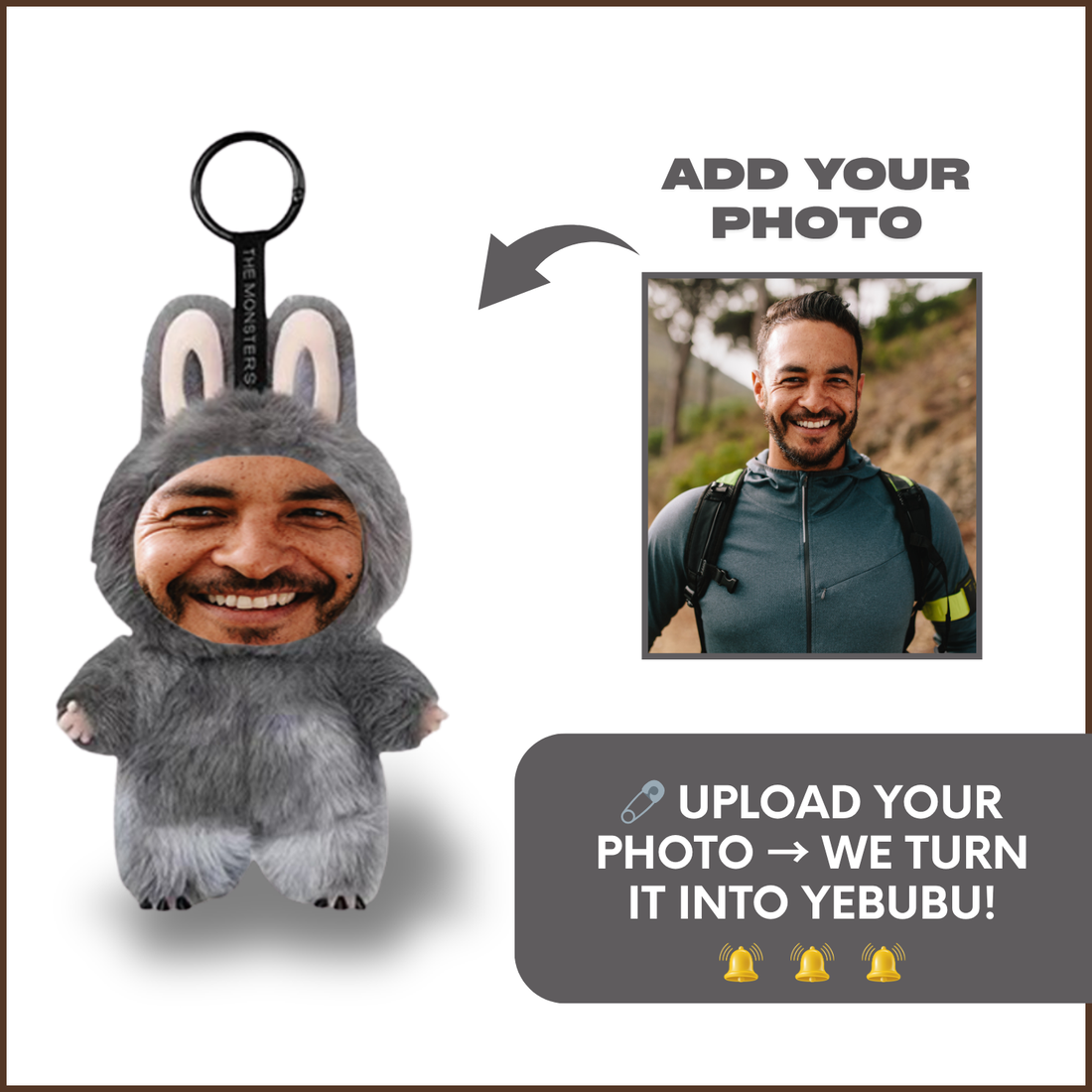 Funny Custom Yebubu Plush Keychain with Your Face (Version 3) – Perfect Gift In Different Colors